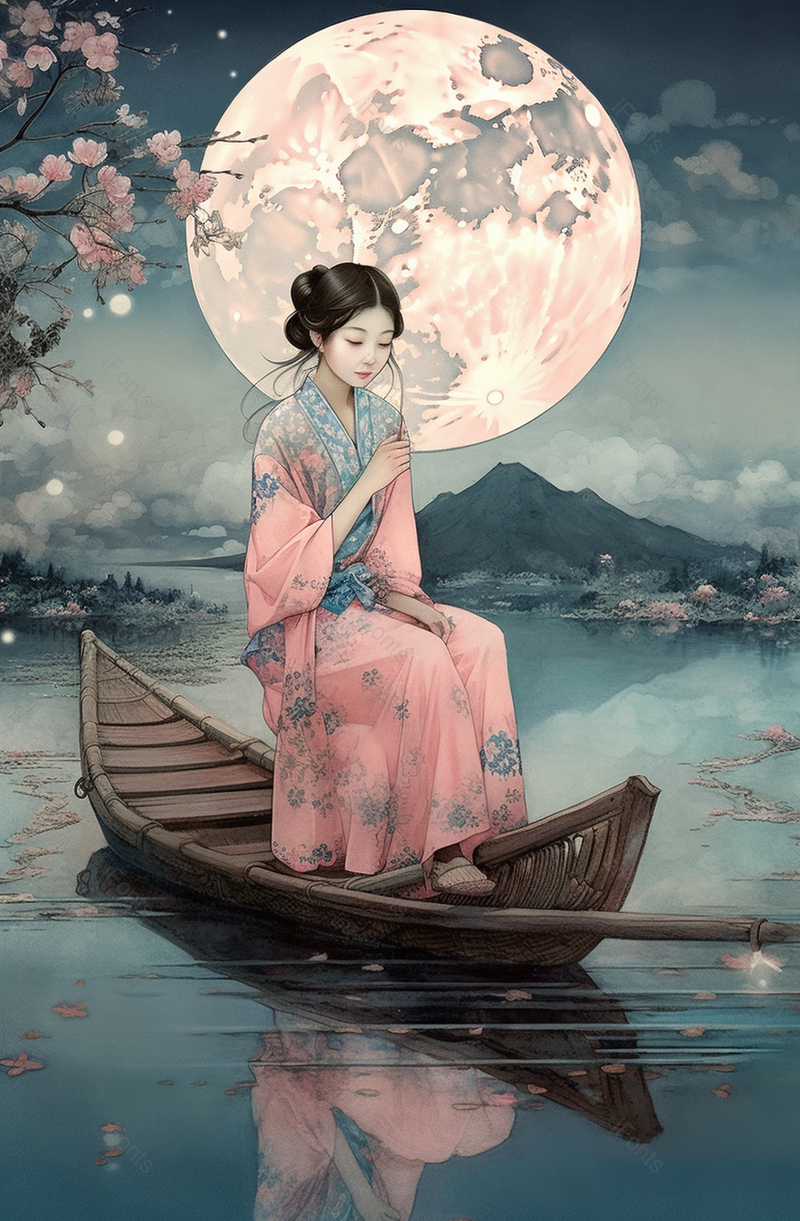 月光氛围感古风海报背景图,插画/手绘图,插画/手绘图库,插画/手绘图下载,插画/手绘